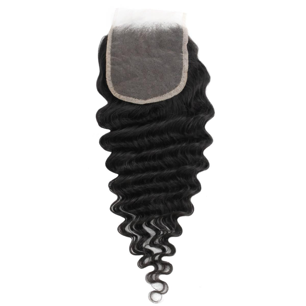 Deep Wave 4x4 Transparent Lace Human Hair Closure - Private Label