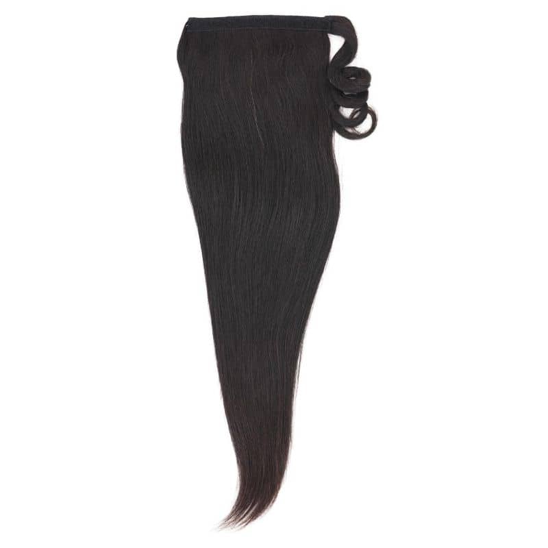 1B natural color straight velcro wrap ponytail extensions
