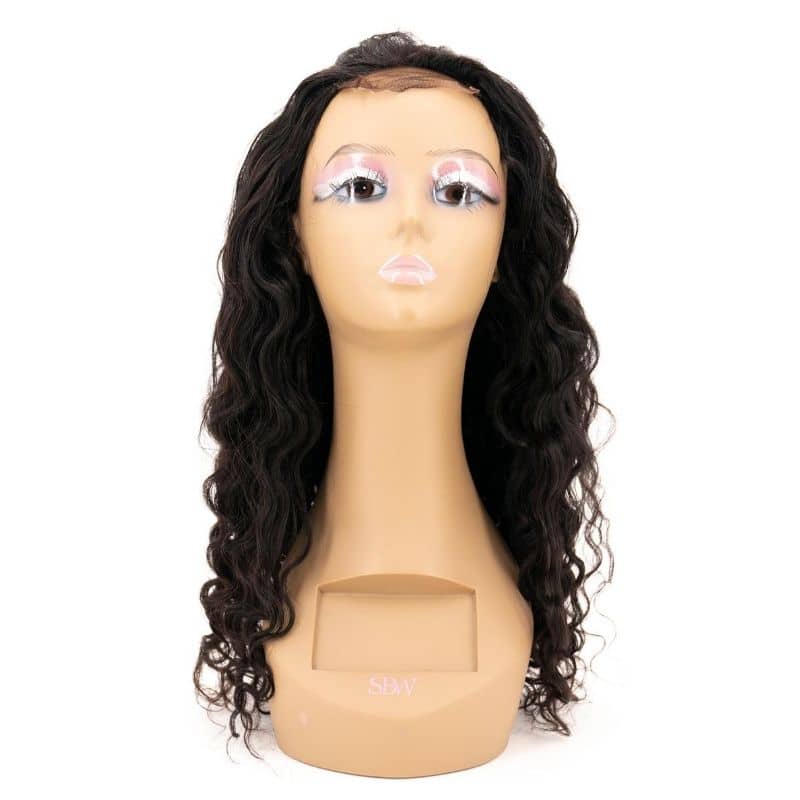 Beach wave closure wig on mannequin