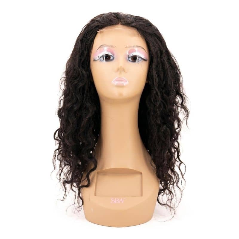 Messy curl closure wig on mannequin