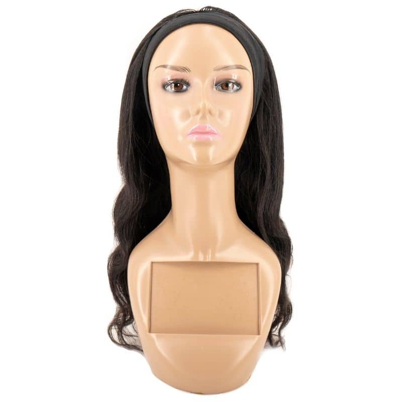 Body wave headband wig on mannequin