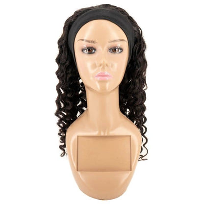 deep wave headband wig on mannequin