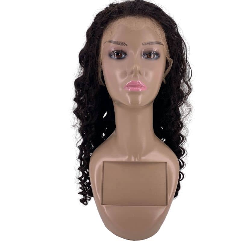 HD deep wave lace front wig on mannequin