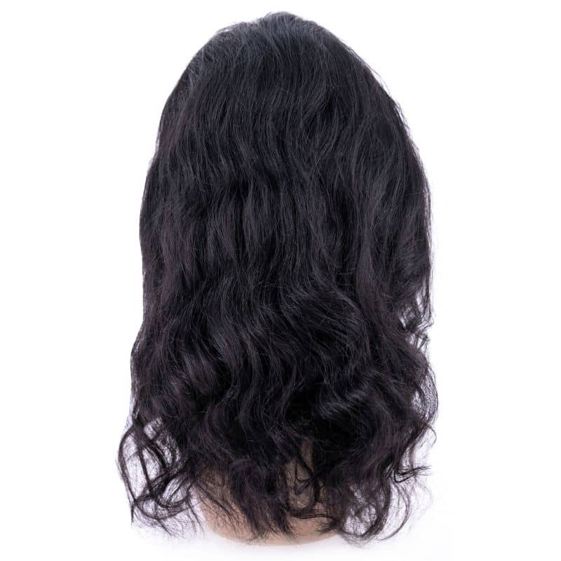 Back of Indian wavy lace front wig