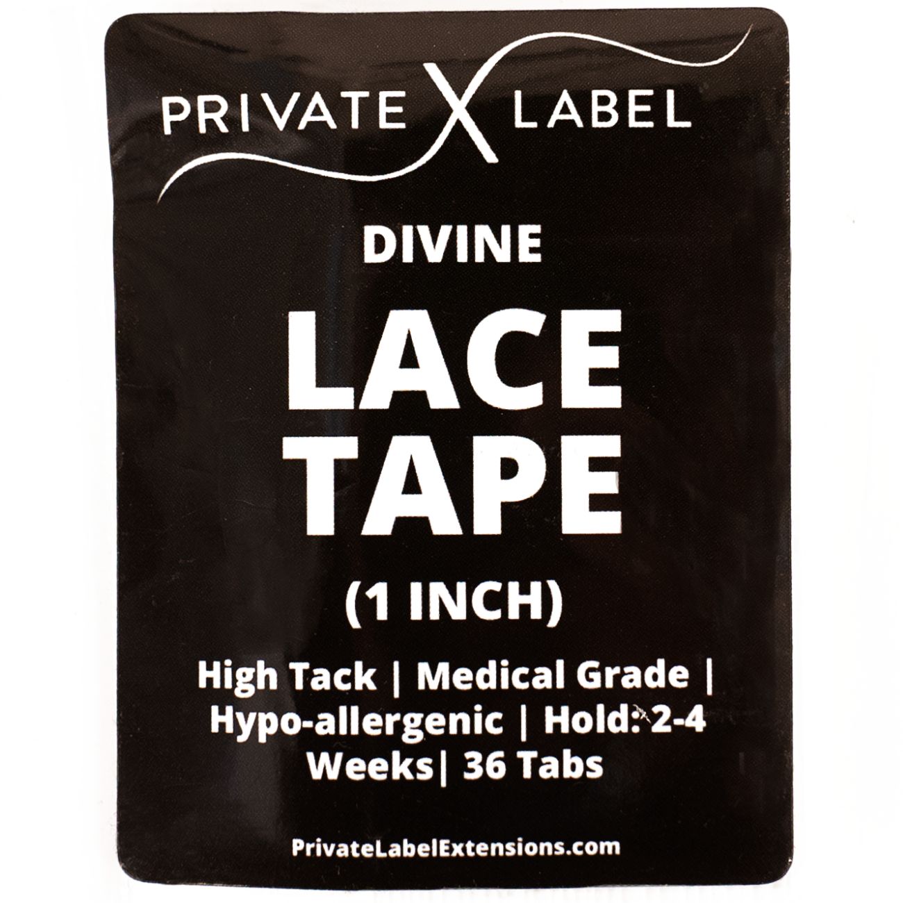 front of lace tape 1" label