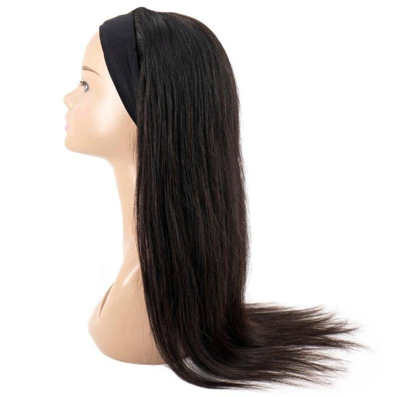 Side view of straight headband wig