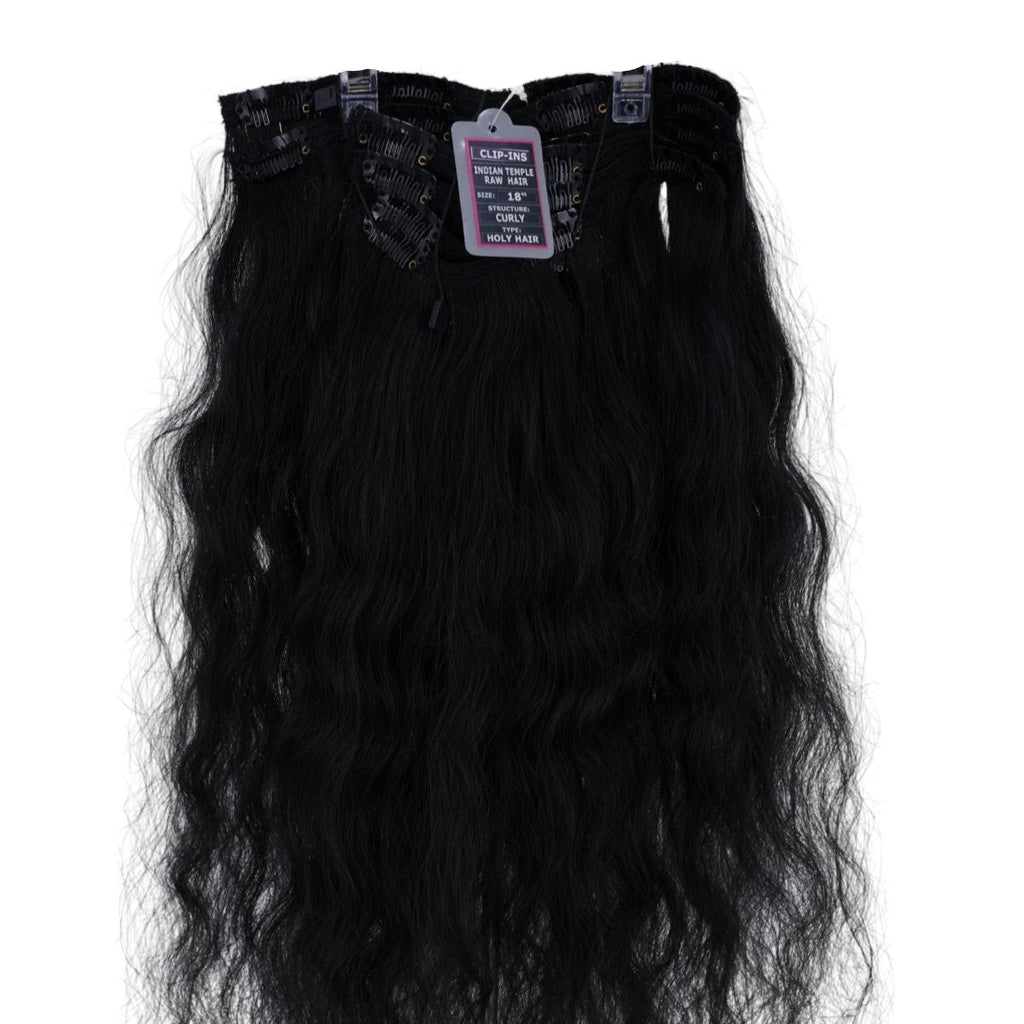Indian Curly Natural Black Clip - in 100% Human Hair Extensions - Private Label