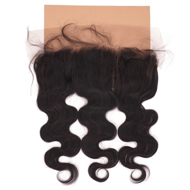 Body wave Brazilian Frontal on brown background