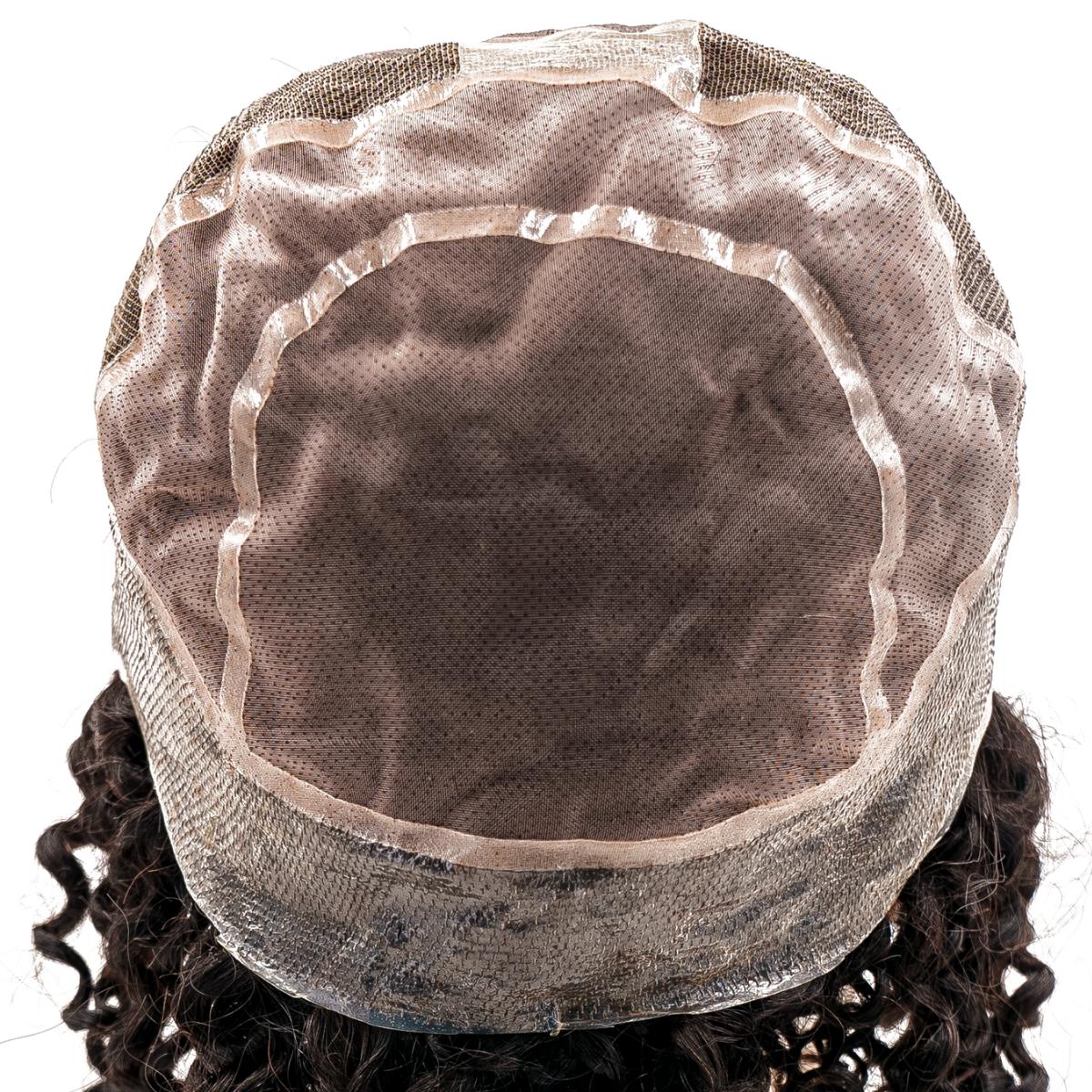 curly Fine mono base french lace medical wig cap