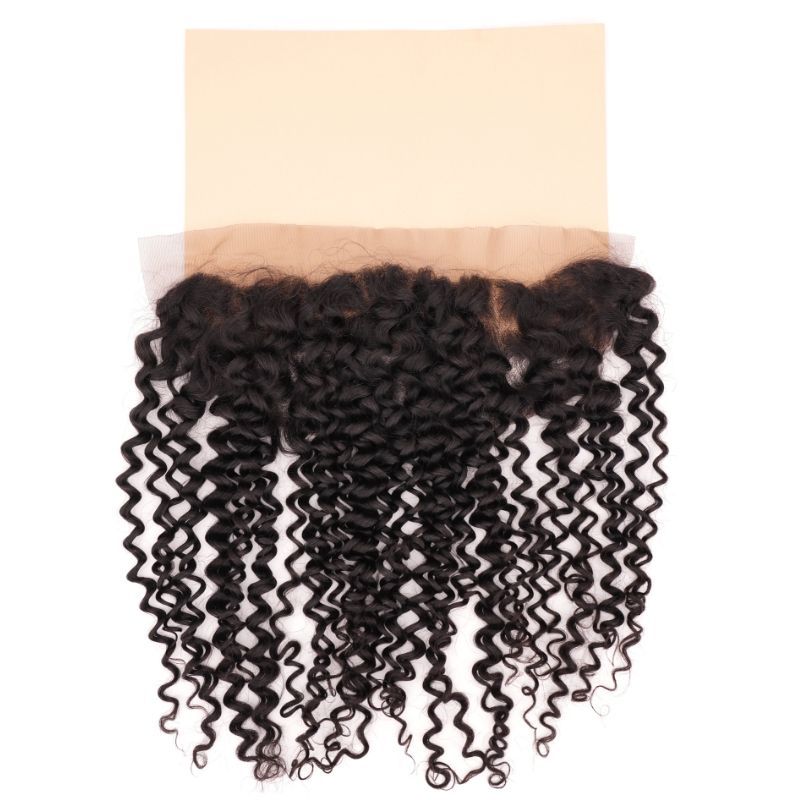 Kinky Curly Lace Frontal on Cream Background