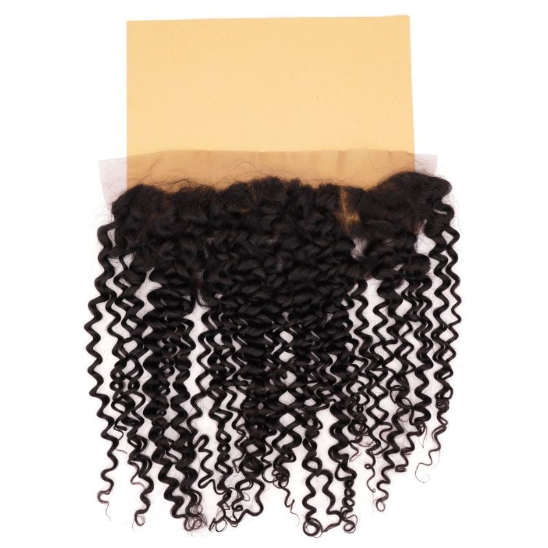 Kinky Curly 13x4 Transparent Lace Human Hair Frontal - Private Label