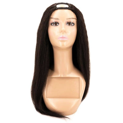 Kinky straight u part wig on mannequin