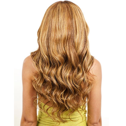 back of Custom Body Wave Light Highlight Transparent 180% density Lace front wig