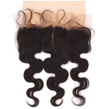 Malaysian Body Wave Frontal on cream background