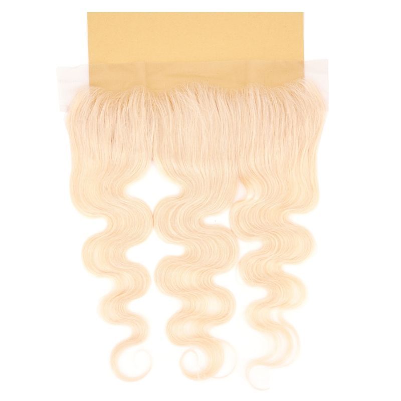 Russian blonde frontal on tan background