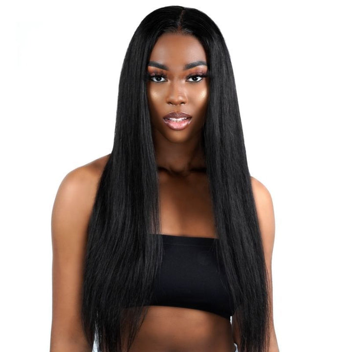 Model in straight lace front wig 