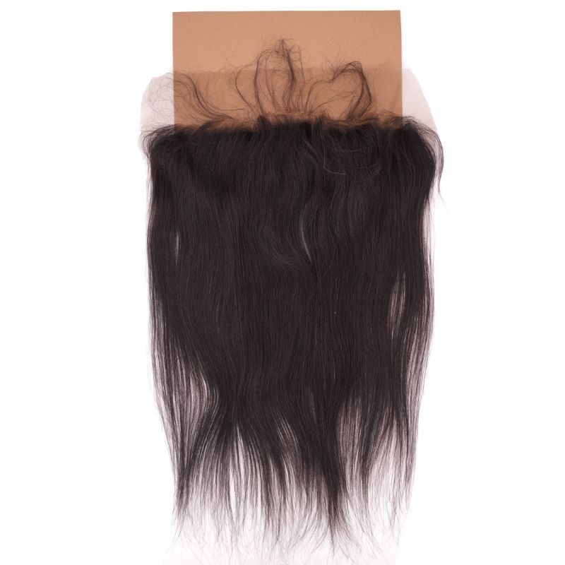 Malaysian Straight Lace Frontal on brown background